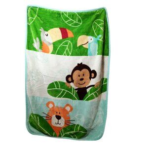 Garanimals Toucan Bird Monkey Tiger Jungle Baby Blanket 28" X 41"